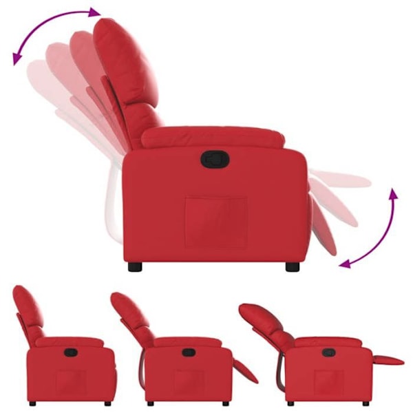 Fauteuil relax TV med komfortabel polstring og manuel vippefunktion i rød PVC DEC028166 Guld