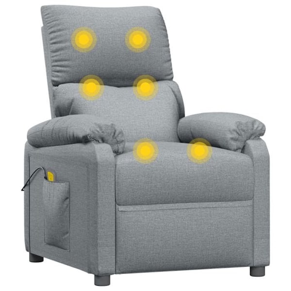 Fauteuil til afslapning med manuel tilt-funktion, 6 massagepunkter i lysegrå stof DEC029191 Grå