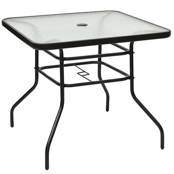 Havemøbel - Sort - Firkinet - Metal - Tempereret glas - 81x81x71 cm Svart