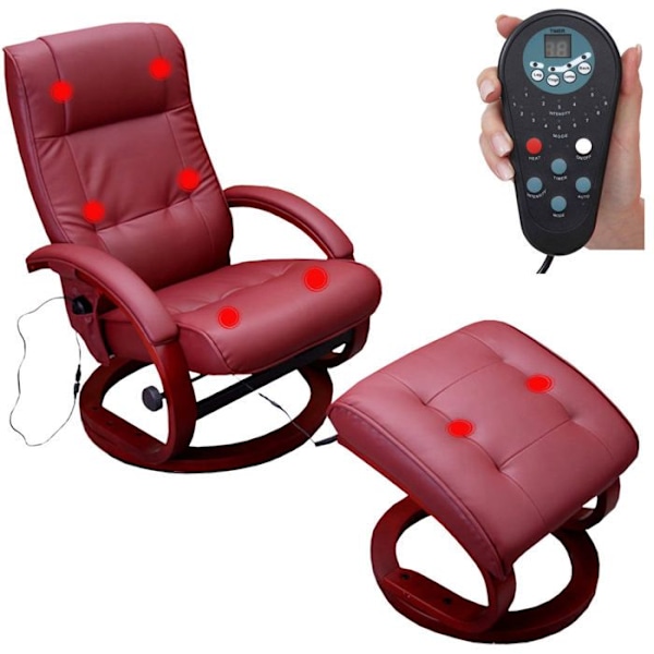 Massagestol til tv med afslapningsfunktion, massage med syntetisk fodstøtte, bordeaux 04_0002014 Bordeaux