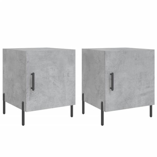 Sæt med 2 natborde med skuffe med låge 40 x 40 x 50 cm i grå ingeniørtræ DEC035390 kastanj