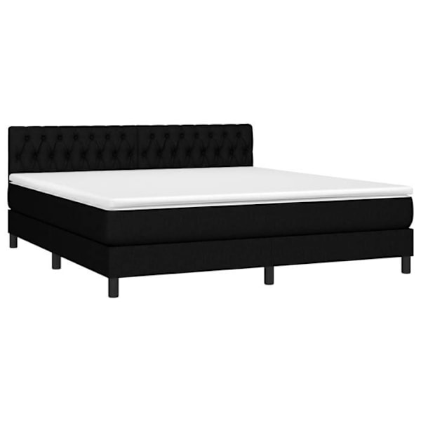 LED sengestel med madras og hovedgærde 180x200 cm sort stof TDL0209165 Svart