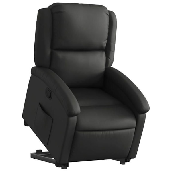 Fauteuil relax TV med komfortabel polstring, elektrisk løftefunktion i ægte sort læder DEC028065 Svart