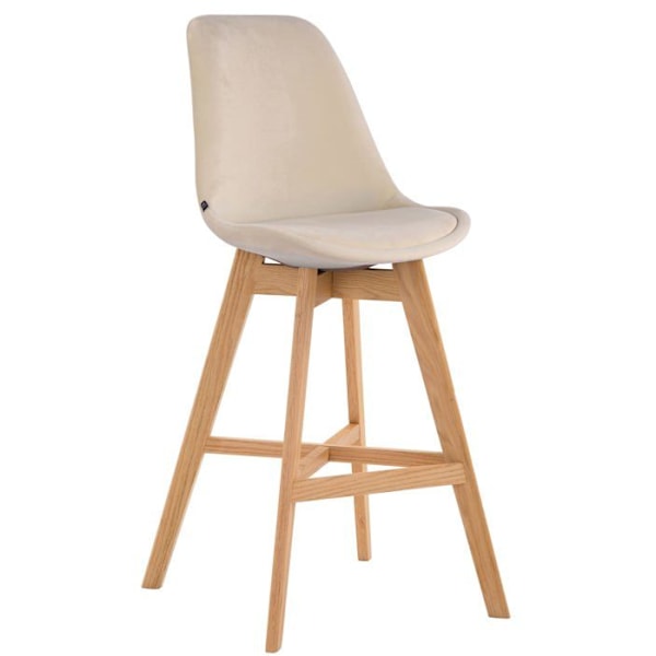 Barstol - Skandinavisk design - Cremevelour - Höjd 112 cm - Bredd 48 cm - Djup 56 cm Grädde
