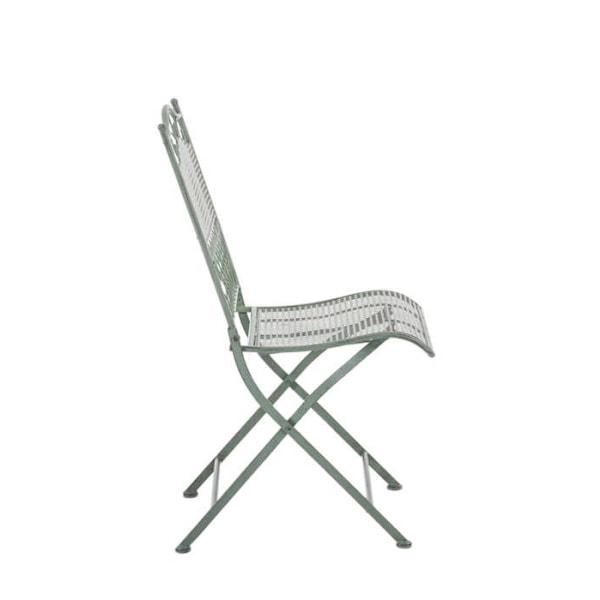 Sæt med 2 foldbare havestole til balkon terrasse i rustik design i patineret grøn metal 10_0002840 Metall