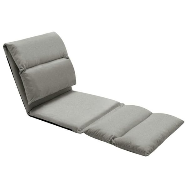 Fällbar justerbar golvfauteuil lång stol i mikrofiber grå DEC026235 Grå