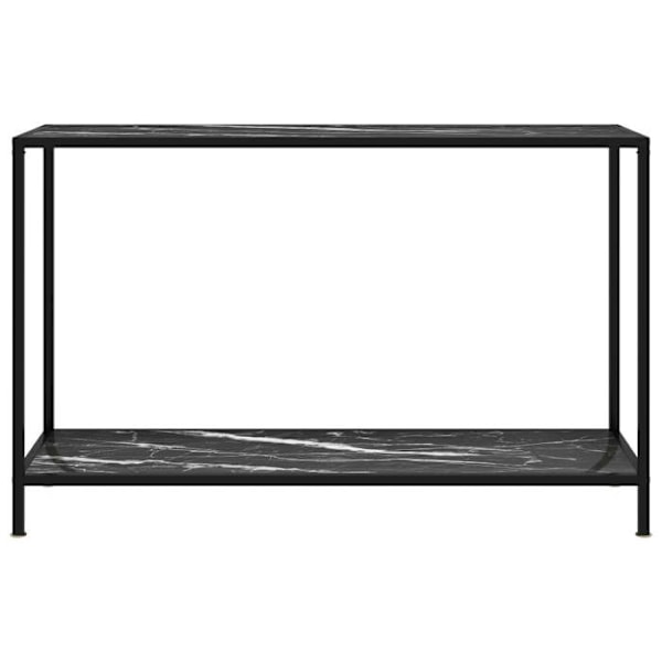 Funktionsdygtig konsolbord i stil 120 x 35 x 75 cm, hærdet glas med sort marmorudseende og stål DEC032105 Svart