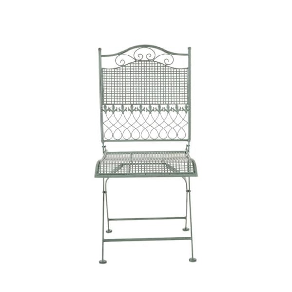 Sæt med 2 foldbare havestole til balkon terrasse i rustik design i patineret grøn metal 10_0002840 Metall