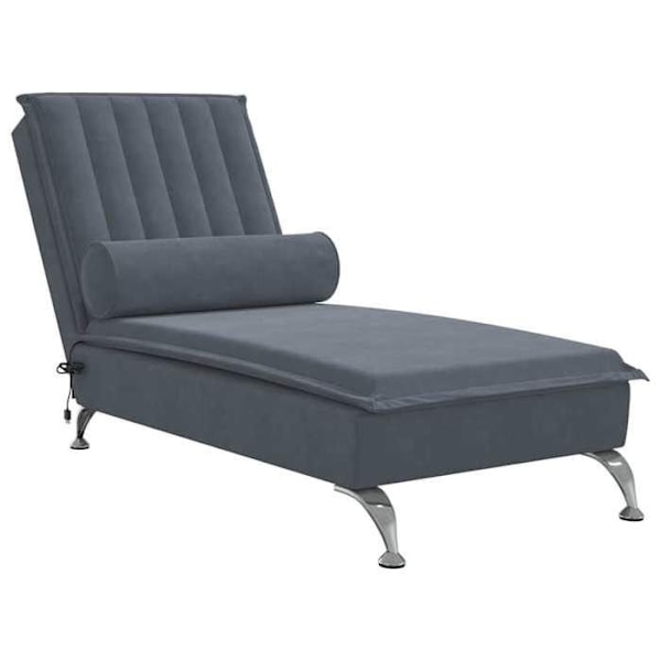 Meridienne chaise longue för inredning av massage med mörkgrå kudde i grå sammet DEC026151 Grå