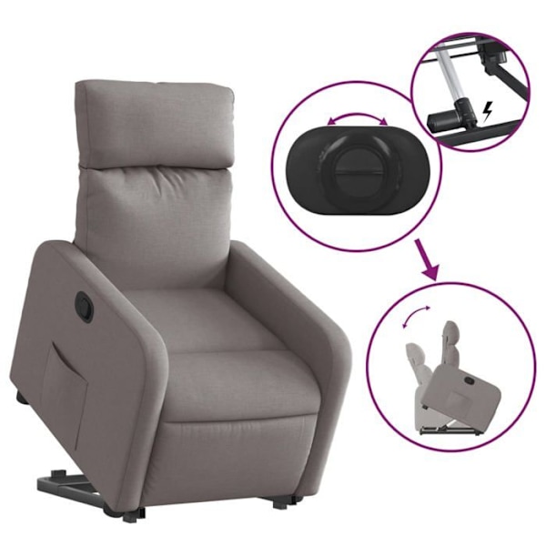 Soffa relax TV, komfortabel stoppning, elektrisk lyftfunktion i taupe tyg DEC028192 Guld