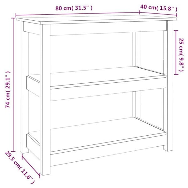 Praktisk konsolbord med hyllor för en organiserad entré 80 x 40 x 74 cm furu DEC031575 kastanj