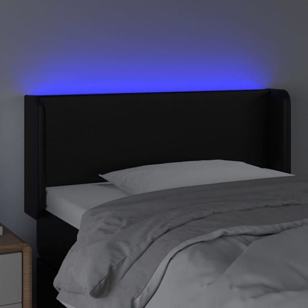 Sänggavel - Sovrumsaccessoar - LED - Syntetiskt läder svart - Mått 83x16x78/88 cm - Modern design Svart