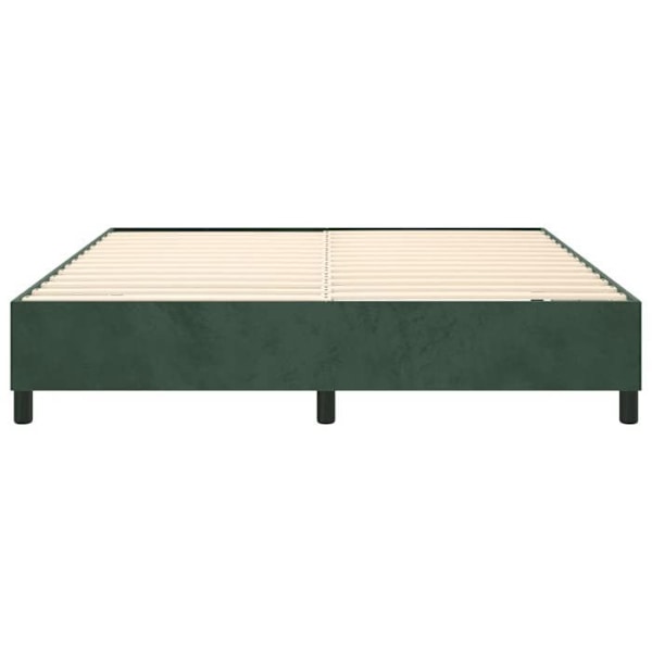 Seng med lameller på ben - TDL - 200x200 cm - Mørkegrøn fløjl - 2 pladser - Samlet Mörkgrön