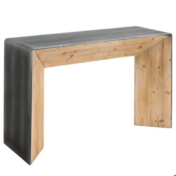 Bord konsolbord i industrielt design, massivt træ mvg 80 x 120 x 40 cm, naturligt metaludseende 04_0008491 kastanj