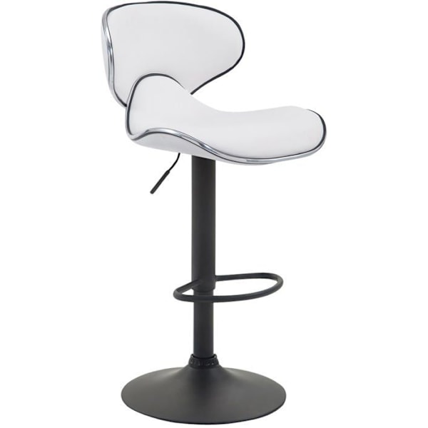Barstolar - Kontemporär design - Set om 2 - Svart metall - Vit syntetisk sits - Höjdjusterbar Vit