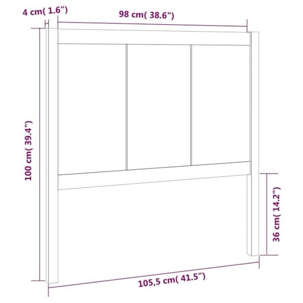 Hovedgærde - Ikke specificeret - 105,5 x 4 x 100 cm - Massivt fyrretræ - Brun farve - Moderne design