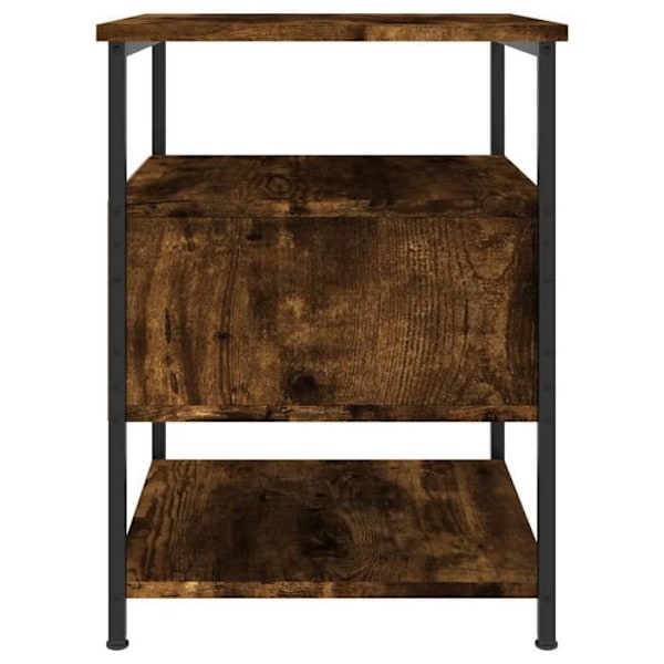 Sæt af 2 natborde med skuffe og hylde 40 x 42 x 56 cm ingeniørtræ brun og jern DEC035133 kastanj