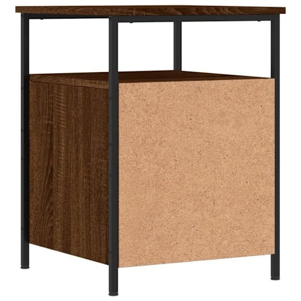 Set om 2 natbord med skuffer og hylde 44 x 45 x 60 cm ingeniørtræ brun og jern DEC035208 kastanj