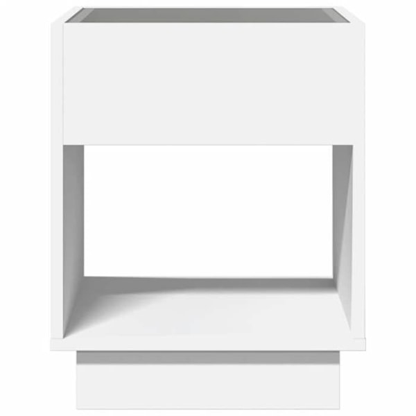 Natsbord med LED-spejl og opbevaringsrum 40 x 40 x 50 cm hvidt ingeniørtræ og glas DEC033127 Vit