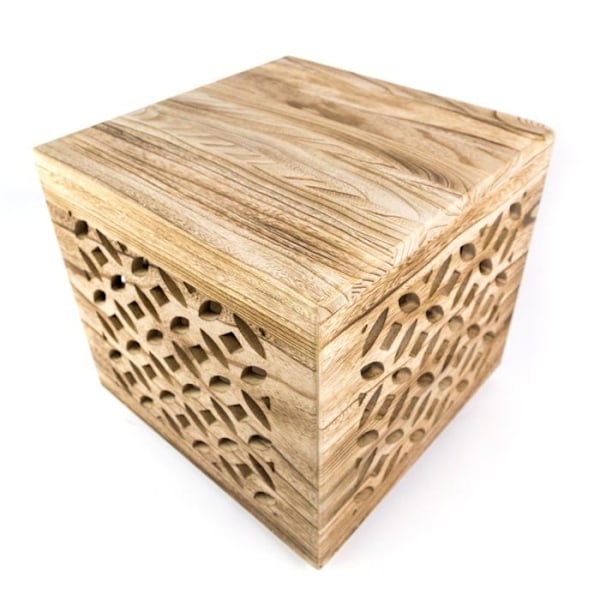 Tabouret, kube, træ, sidebord, kube, brunt træ, sengebord, lav bordhylde, 39 x 40 x 40