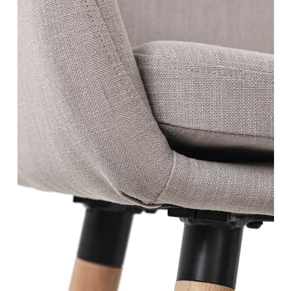 Sæt med 2 lounge barstole i skandinavisk design, sæde i taupe stof, ben i træ, fodstøtte i metal 10_0004173 kastanj