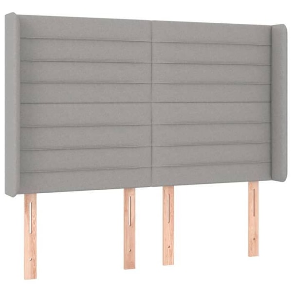 Hovedgærde til seng, soveværelse, LED-møbel 147 x 16 x 118/128, lys grå stof