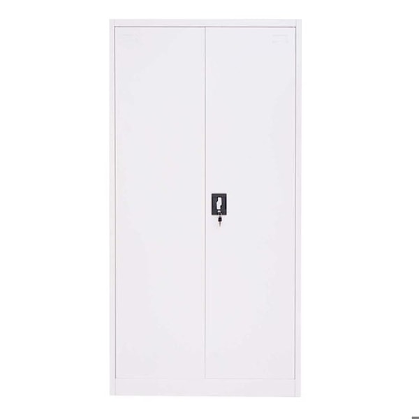 Kontor skab reol med 2 låsbare metal døre hvid 185x90x40cm 04_0001473 Vit