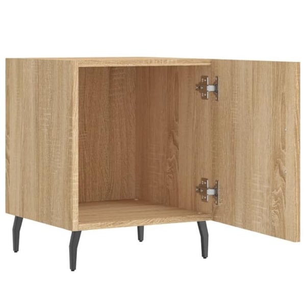 Set med 2 sängbord med fack med dörr 40 x 40 x 50 cm ingenjörsträ i ekfärg och järn DEC035273 kastanj