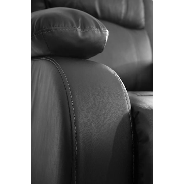 Recliner sofa med fodskammel og armlæn i sort syntetisk materiale