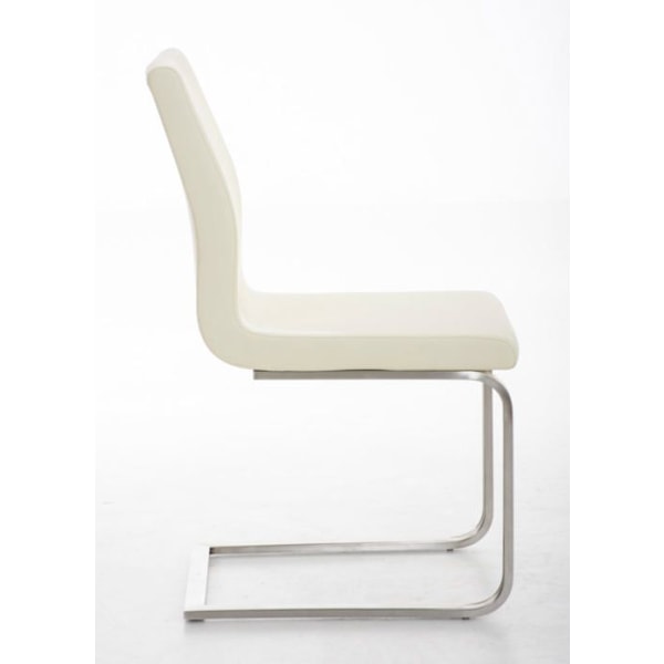 Stol til spisestue x1 moderne design i creme PVC med støtte i rustfrit stål 10_0001990 Grädde