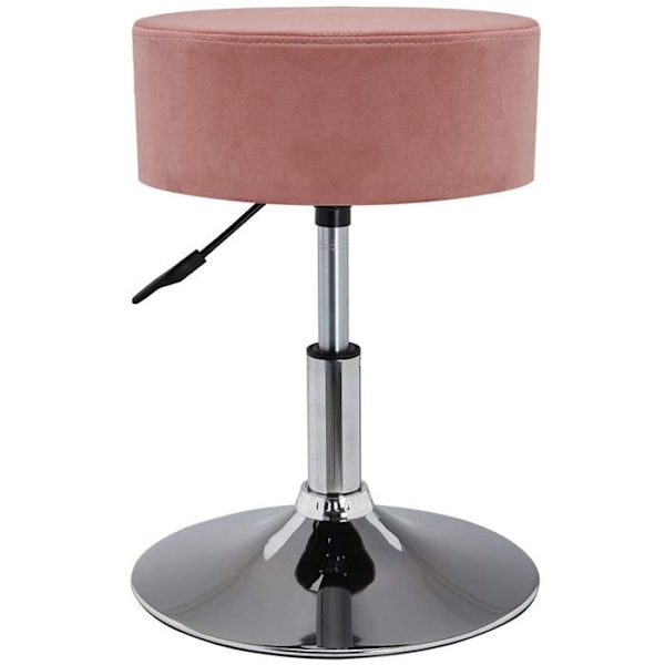 Taburet - Décoshop26 - Justerbar højde - Lyserød fløjlsbetræk - Moderne design - 110 kg max Rosa