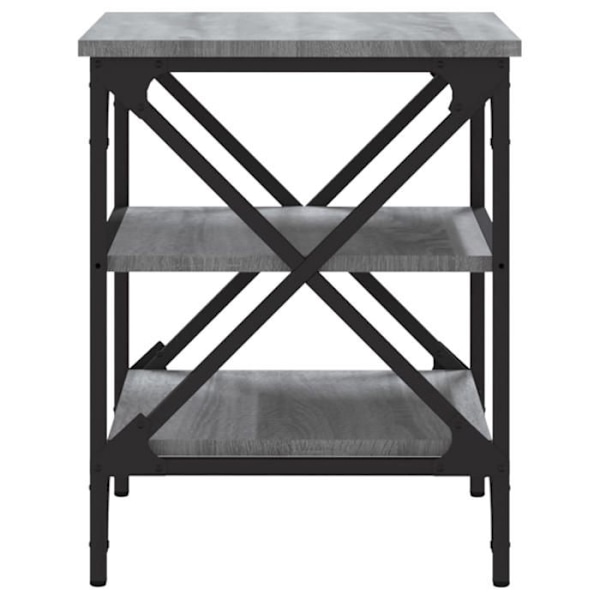 2 kpl sivupöytiä hyllyillä 40 x 42 x 50 cm harmaan insinööripuusta ja teräksestä DEC032647 kastanj