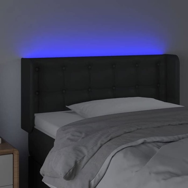 Hovedgavl - LED - Sort - 93x16x78/88 cm - Simili læder - Moderne design Svart