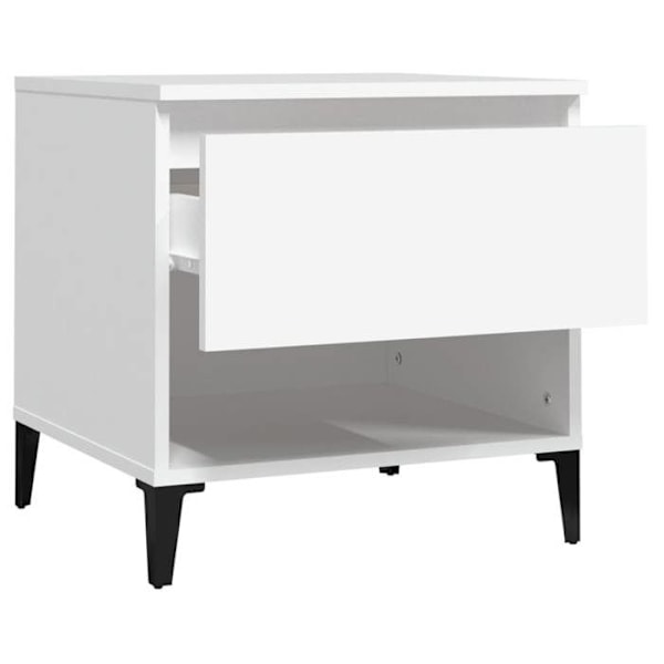 Side table end of sofa nightstand with drawer 50 x 46 x 50 cm engineering wood white DEC032358 Vit