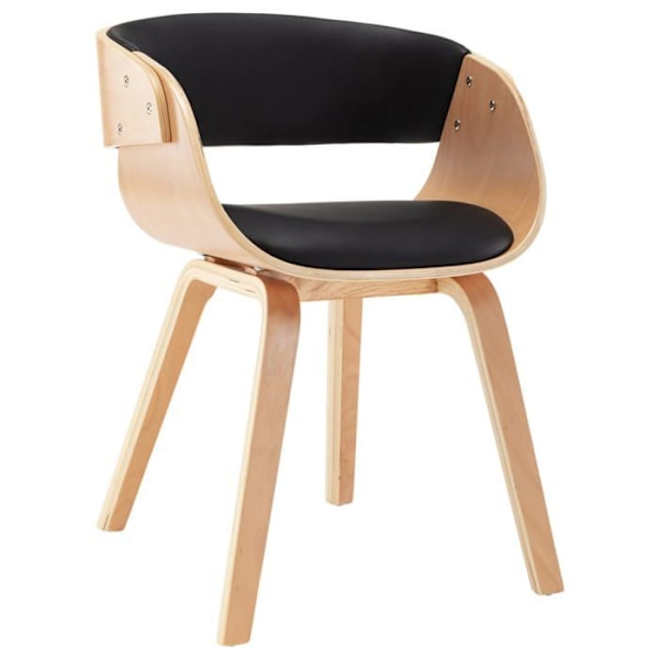 Moderne design spisebords stol i buet træ og sort syntetisk materiale
