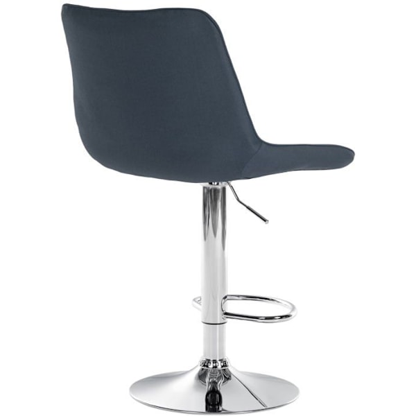Bar stool x1 korkeussäädettävä 360° kääntyvä tummanharmaa kangasistuimella pystysaumalla metallijalka kromin näköinen 10_00 Grå