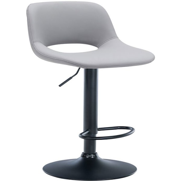 Baari stool korkea x1 PVC harmaa jalkatuki musta metallijalka 10_0004583 Grå