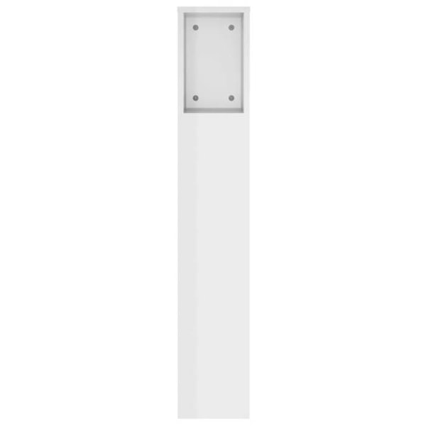 Huvudgavel med förvaring, sängtillbehör, nattduksbord, hylla 140 x 18,5 x 104,5 MDF vit glans.