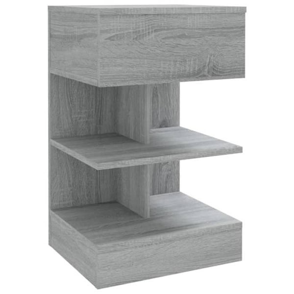 Sæt med 2 natborde med skuffe og hylder 40 x 35 x 65cm grå ingeniørtræ DEC035706 kastanj