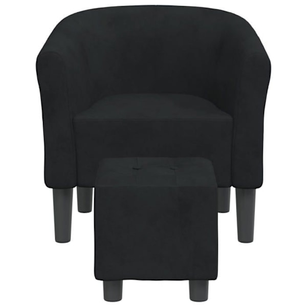 Lounge stol med komfortabelt sæde i moderne design med fodskammel i sort velour DEC026431 Svart