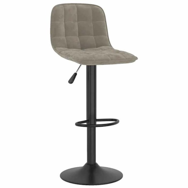 Bar stools x1 korkea tuoli, jossa on vaaleanharmaa sametti selkänoja ja musta teräs DEC029477 Grå