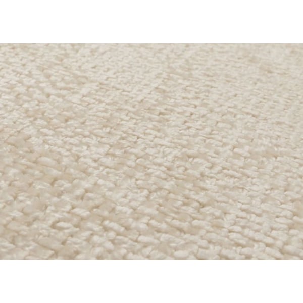 Bordplade til spisestue polstret sofa med ryg i creme chenille stof og børstet rustfrit stål 180 cm 04_0005846 Grädde