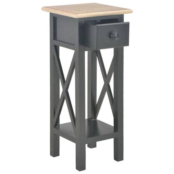 Side table for the end of the sofa with drawer 27 x 27 x 65,5 cm MDF + black pine wood DEC032475 kastanj