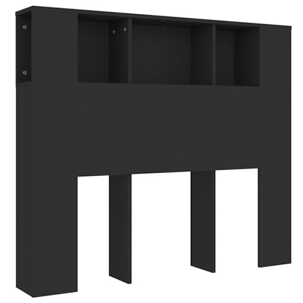 Hovedgærde med opbevaring, tilbehør til sengebord og hylde 120 x 18,5 x 104,5 MDF sort