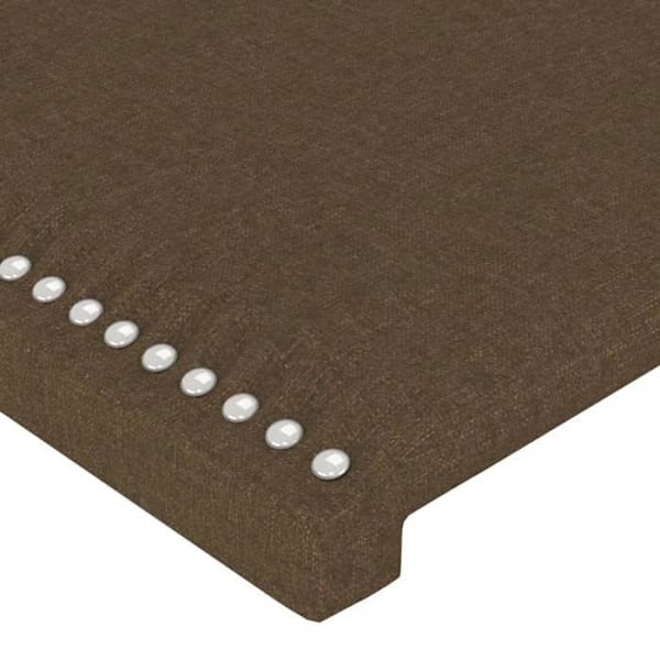 Hovedgærde til seng, soveværelse, LED-møbel 203 x 16 x 78/88, mørkebrun stof