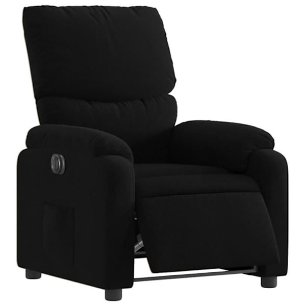 Fauteuil relax TV med elektrisk rygfaldsfunktion meget komfortabel i sort stof DEC028501 Svart