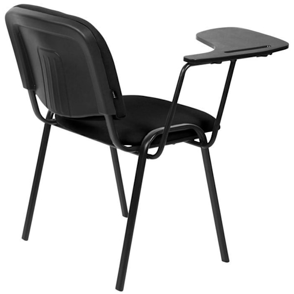 Kontorstol med foldbart bord, polstret sæde og ryg i sort stof og mat sort metal BUR10708 Metall
