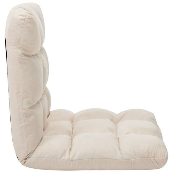 Justerbar, sammenklappelig gulvstol i creme mikrofiber DEC026232 Grädde
