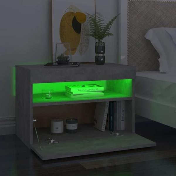 Yöpyöri LED-valoilla ja säilytystilalla 60 x 35 x 40 cm harmaata engineering-puuta DEC033192 kastanj