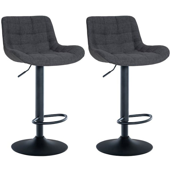 Set med 2 barstolar, svart metallstruktur, svart tygsäte med sömmar 10_0004447 Metall